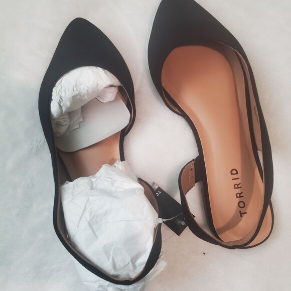 Torrid womens flat shoes 8W black solid color Slingback pointy toe new - Picture 9 of 12